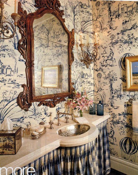 blue toile bath