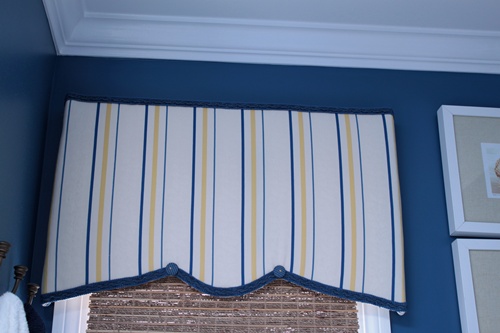 DIY cornice using foamcore and fabric