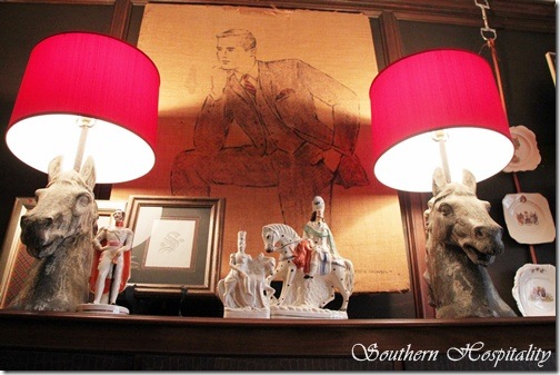 Billiard room horse lamps