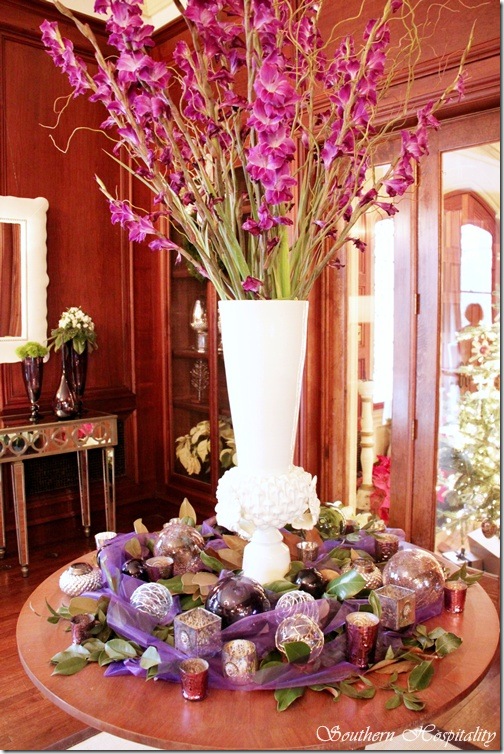 Library purple centerpiece