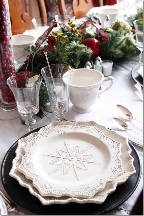 dining room Christmas table set