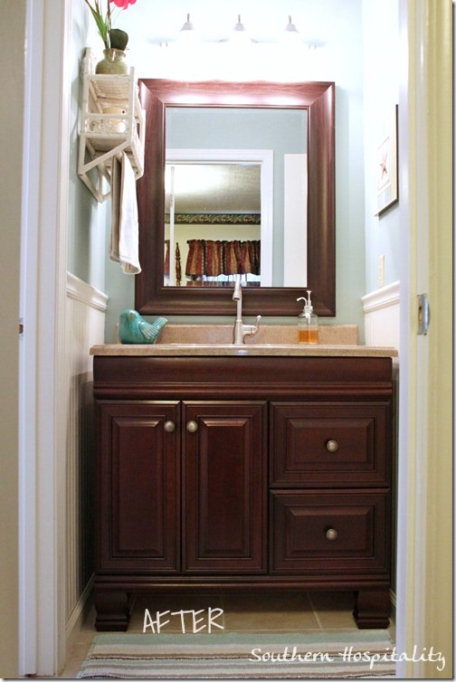 How to Update an Old Vanity with New Drawers Doors and Paint - Southern  Hospitality