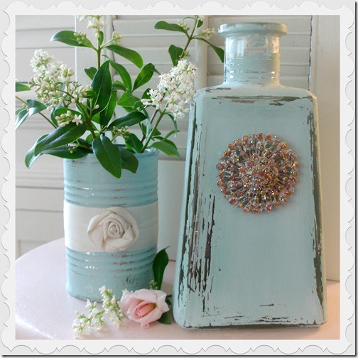 aqua bottle jar chalk paint home decor DIY 33