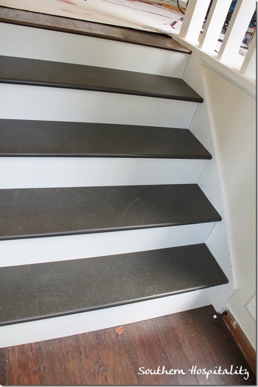 foyer stairs new pine treads painted