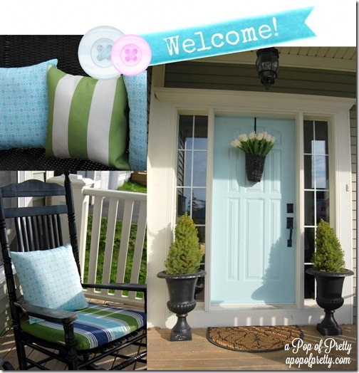 Cottage-Style-Front-Porch-with-Light-Turquoise-Door-A-Pop-of-Pretty1-985x1024