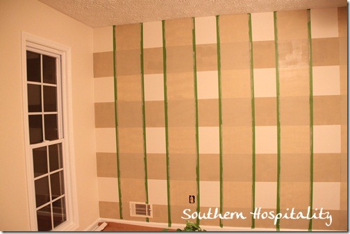 Vertical stripes taped and painted