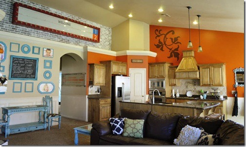 kitchen and family room