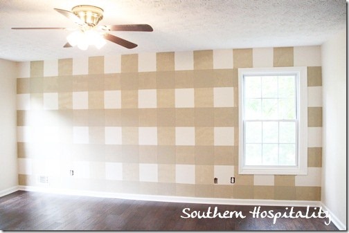 painted gingham wall
