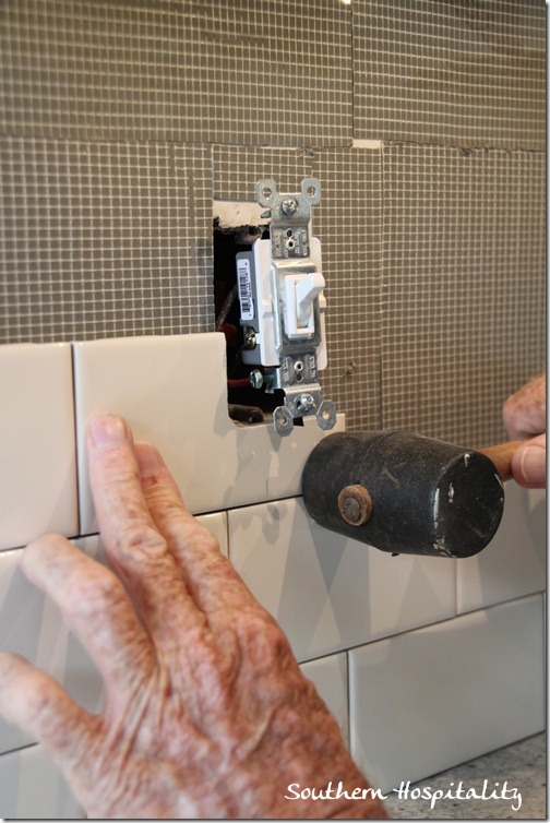 placing tile around outlet