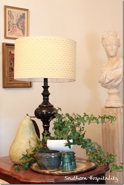 table lamp and plant