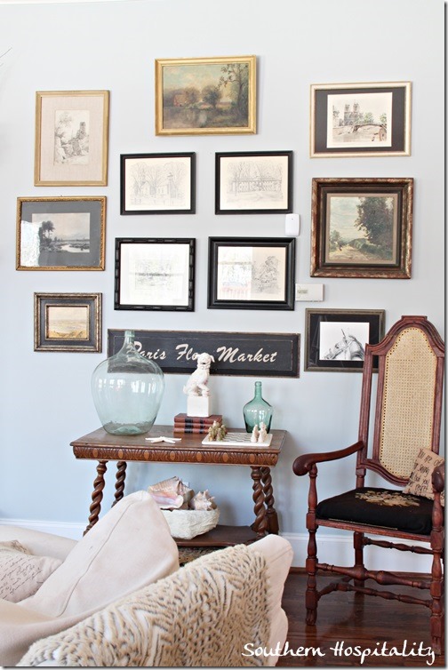 family room gallery wall