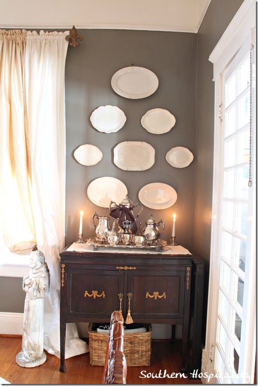 plates on wall dining room