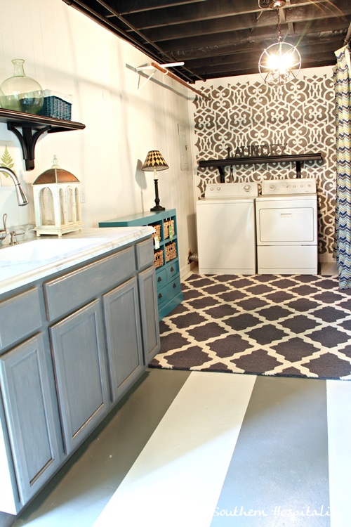 Striped laundry room