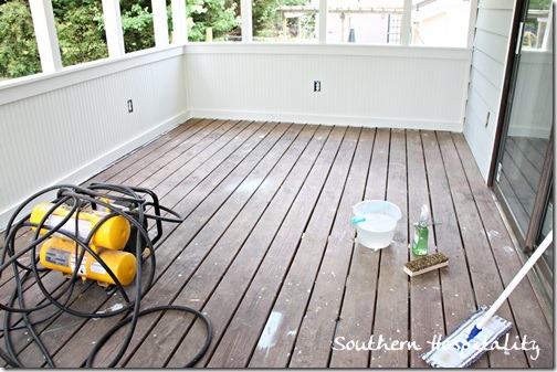 mopping porch floor