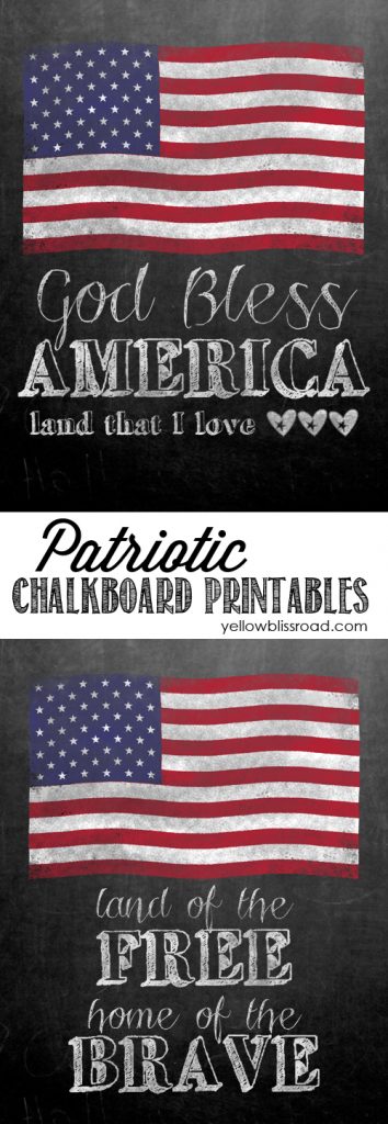 Patriotic Chalkboard Printables
