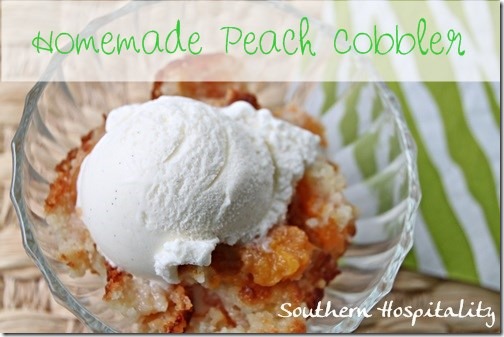 peach cobbler and ice cream