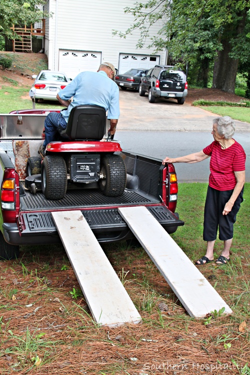 mower on truck