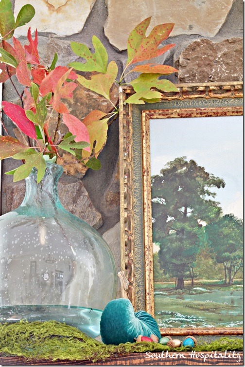 Fall mantel leaves and painting
