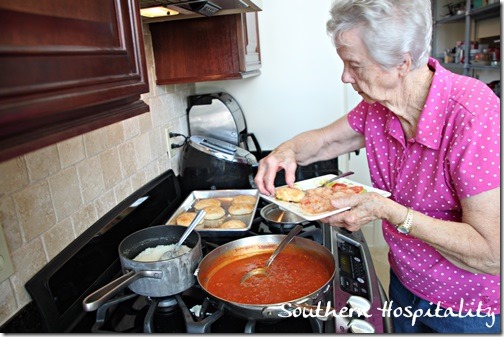 mom cooking biscuits