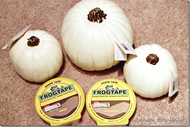 white faux pumpkins