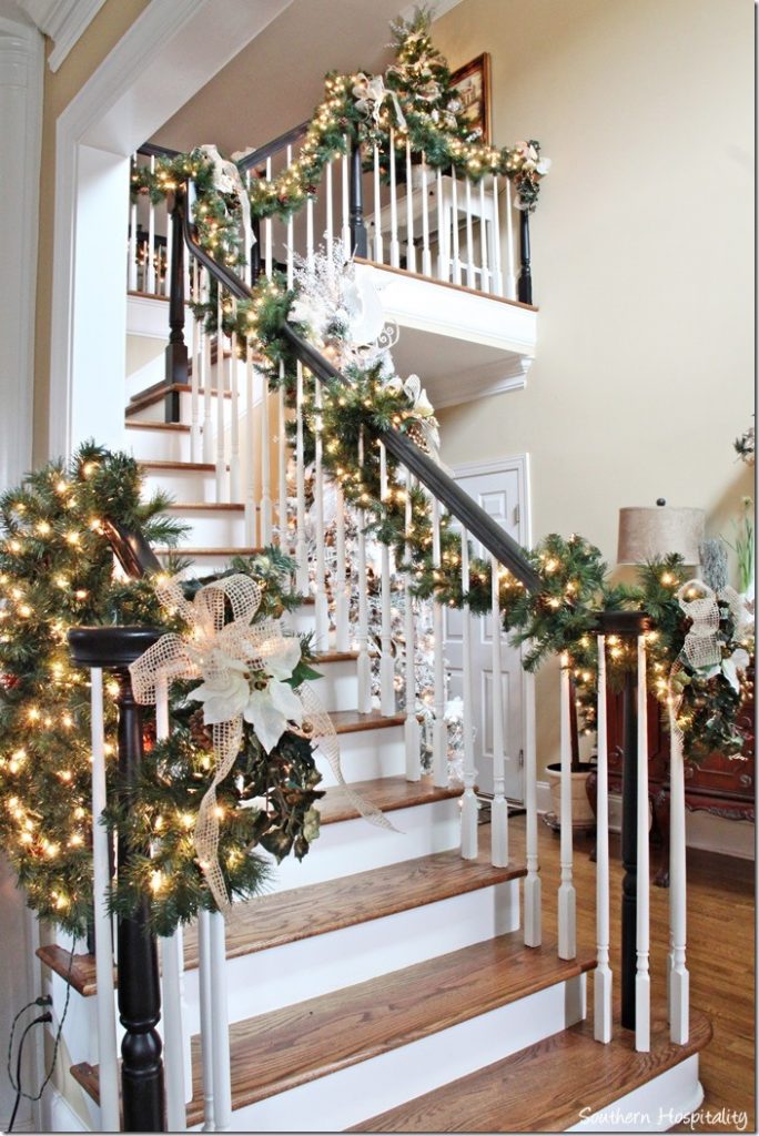 garland on stairs