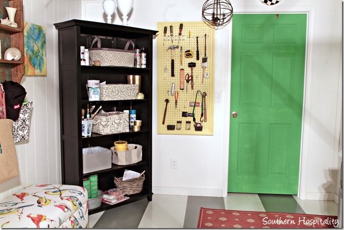 laundry room with pegboard