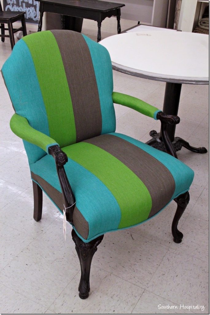 turquoise striped chair