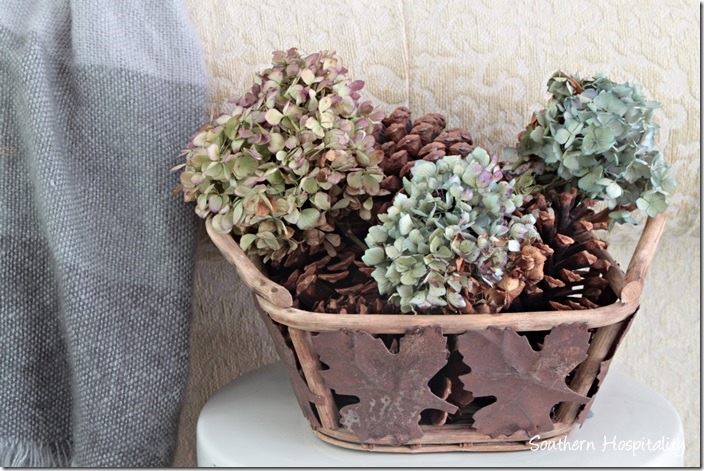 pinecones and hydrangeas