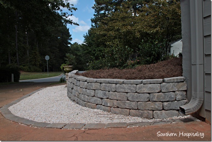 by garage retaining wall