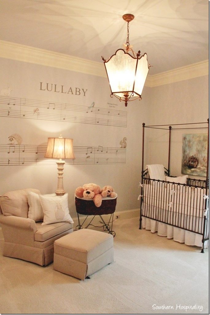 nursery decorated with lullaby mural