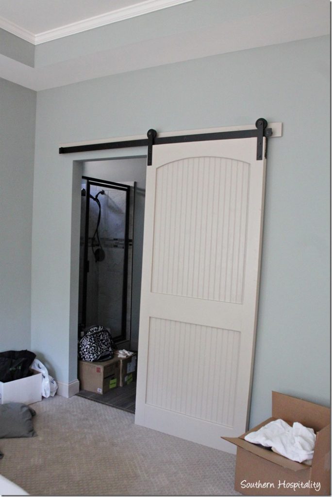 barn door to bathroom