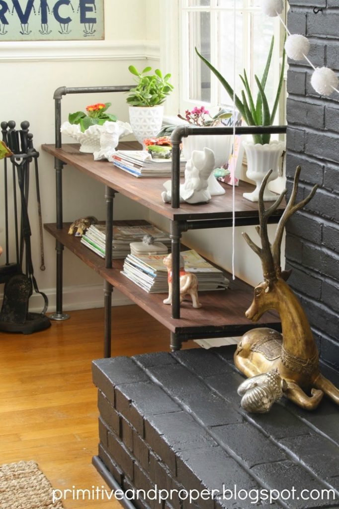 living room industrial shelves