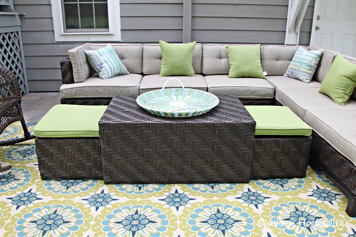 patio coffee table with seating