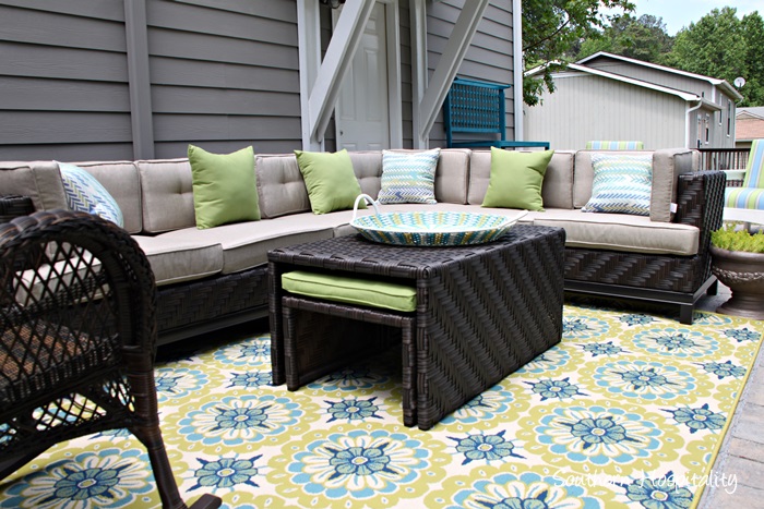 patio sectional and rug