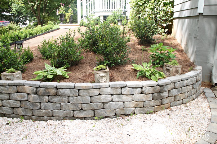 retaining wall and planters