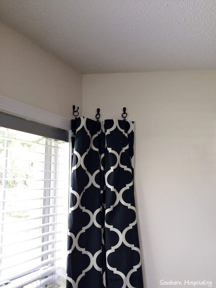 how to hang curtains in a bay window without a curtain rod
