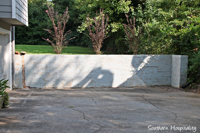 block wall after pressure washing