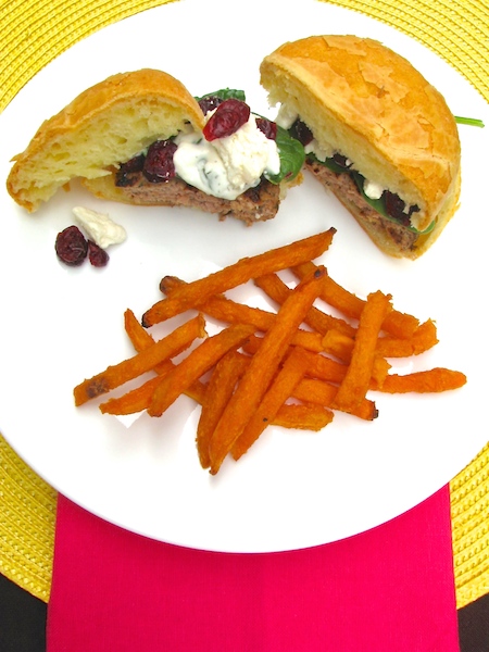 Greek Turkey Burger & Sweet Potato Fries homemadeville