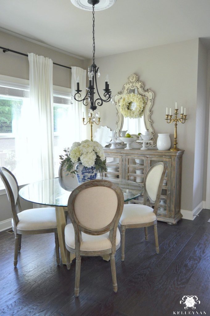 Summer-Breakfast-Nook-with-World-Market-Paige-Round-Back-Dining-Chairs-and-Hydrangea-Centerpiece