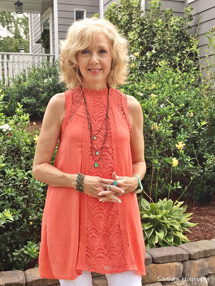 Fashion over 50: White Jeans And Coral - Southern Hospitality