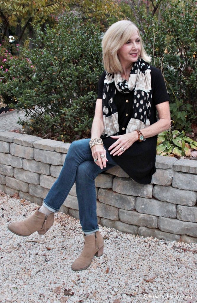 BLACK COATED JEANS WORN TWO WAYS FOR FALL - 50 IS NOT OLD - A Fashion And  Beauty Blog For Women Over 50