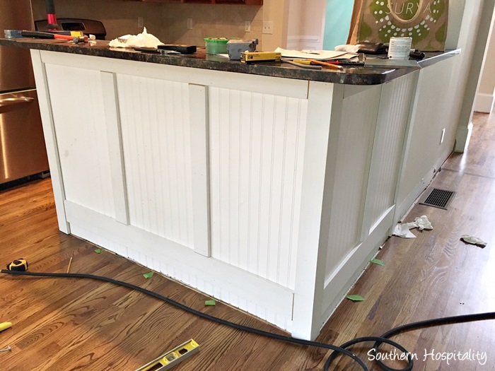 Adding Beadboard To The Bar Southern, How To Cover A Kitchen Island With Beadboard