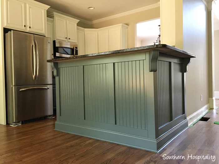 Painted Beadboard Kitchen Island Bar