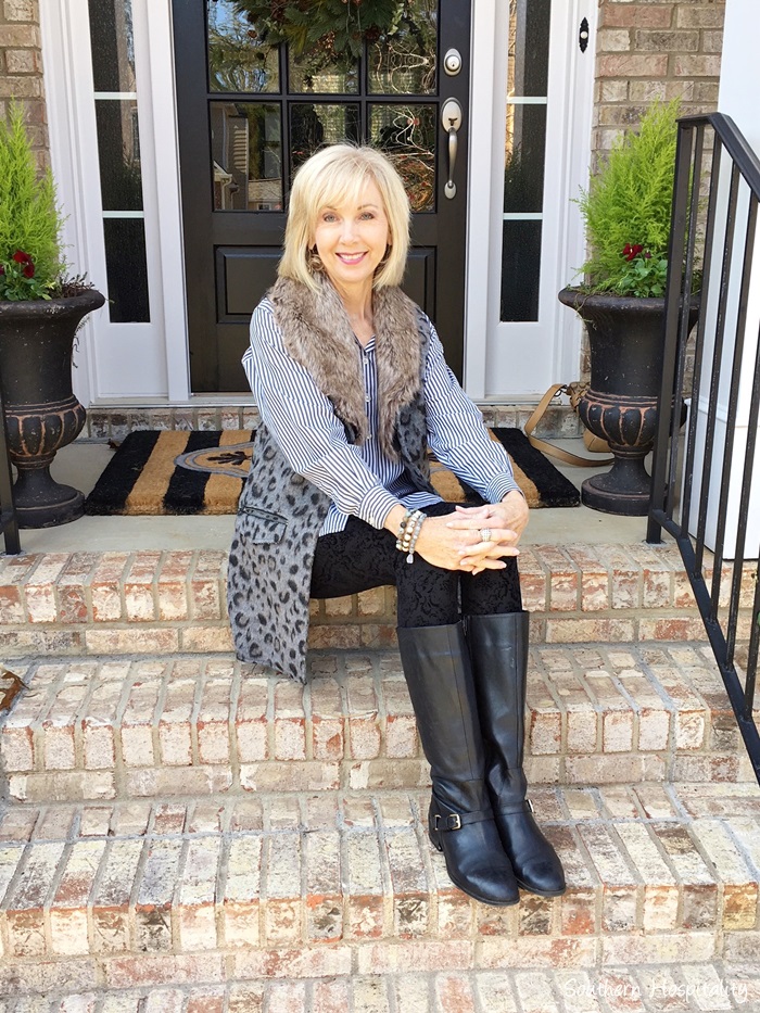 Fashion over 50: Gray Leopard Vest - Southern Hospitality