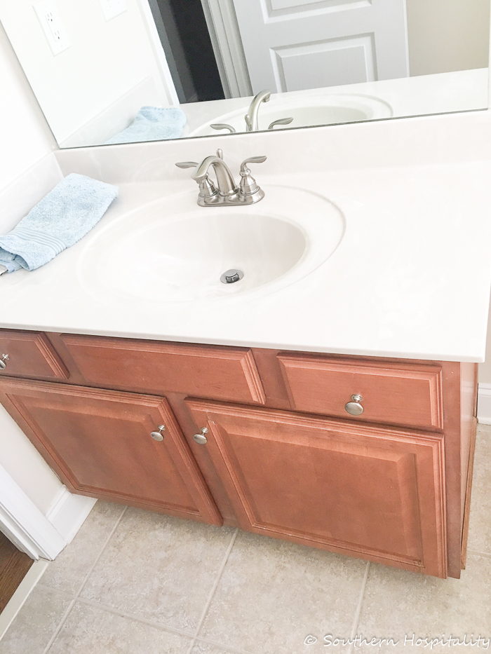 How to Update an Old Vanity with New Drawers Doors and Paint - Southern  Hospitality