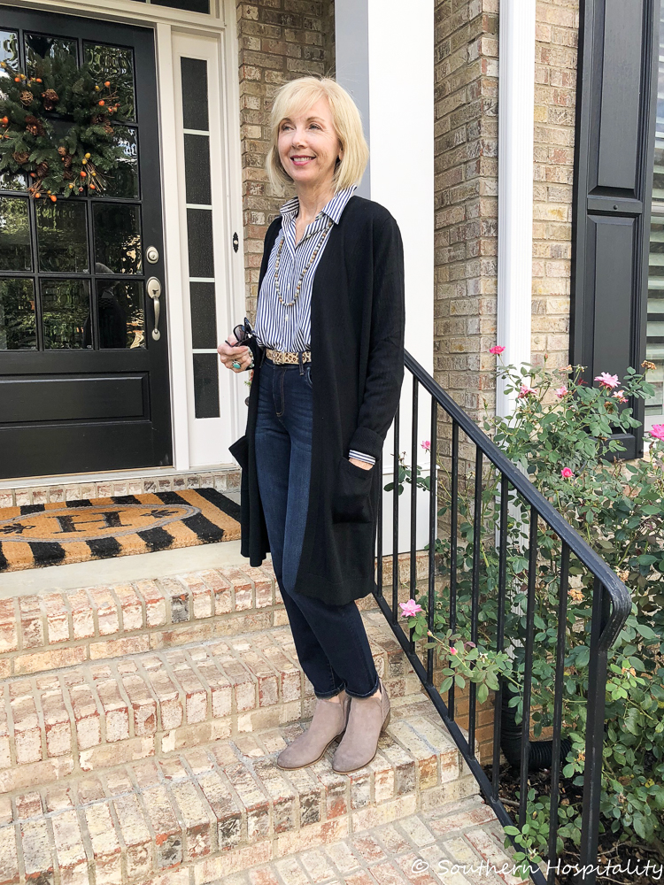 Fashion over 50: Long Cardigan and Boots - Southern Hospitality