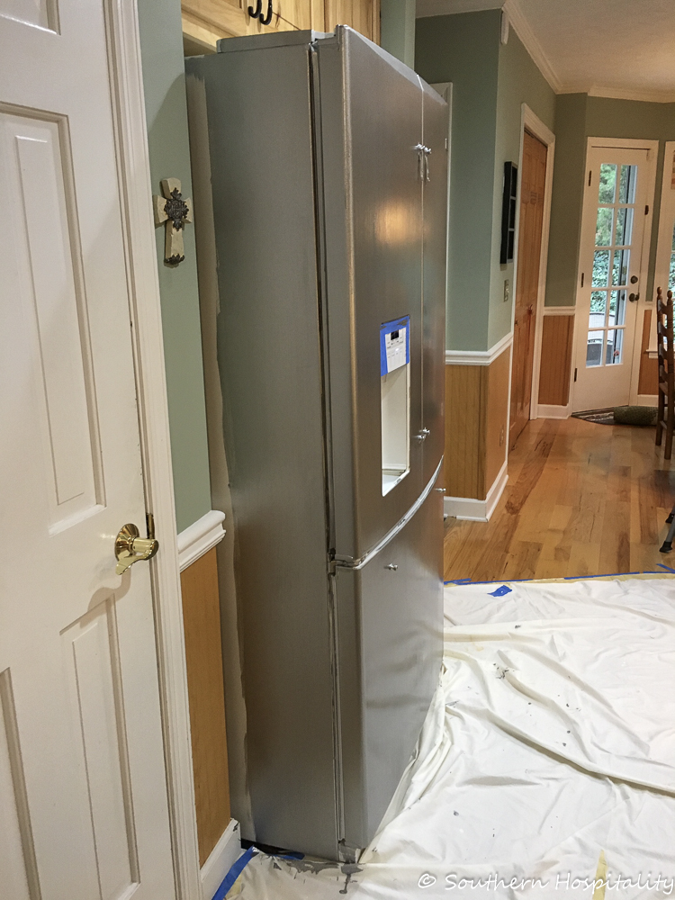 Painting a White Refrigerator with Liquid Stainless Steel