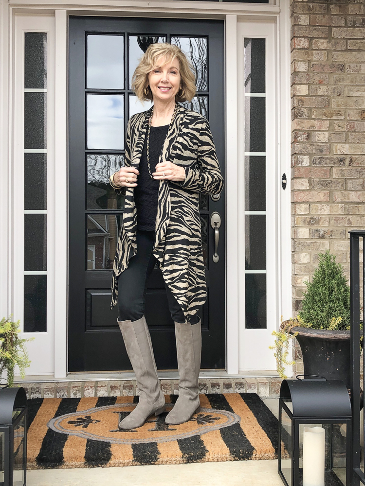 Fashion over 50: Long Cardigan and Boots - Southern Hospitality