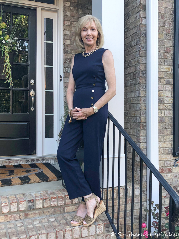 Fashion over 50: Navy Jumpsuit Repeat - Southern Hospitality