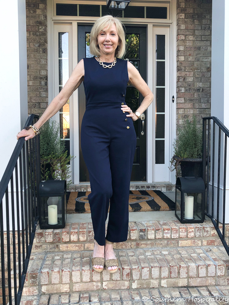 Fashion over 50: Navy Jumpsuit Repeat - Southern Hospitality